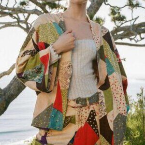 Kimchi Blue Oversized Patchwork Jacket Printed Front Open Tunic M L